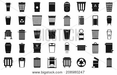 Garbage can icon set. Simple set of garbage can vector icons for web design isolated on white background