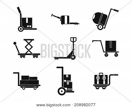 Wharehouse cart icon set. Simple set of wharehouse cart vector icons for web design isolated on white background