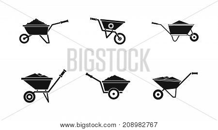 Wheelbarrow icon set. Simple set of wheelbarrow vector icons for web design isolated on white background