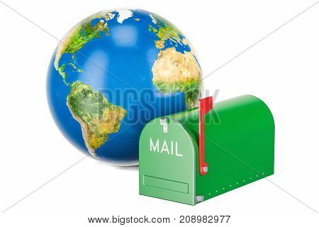 International Mail Service concept 3D rendering on white