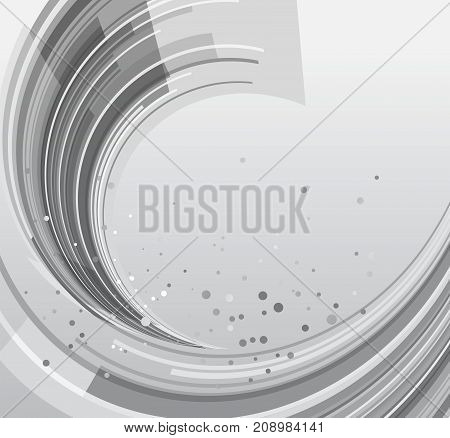 Abstract rounded silver background, monochrome template, vector illustration