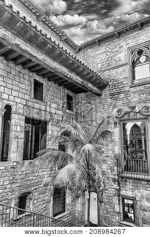 Inner Courtyard And Cloister Of Museu Picasso, Barcelona, Catalonia, Spain
