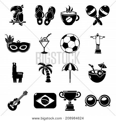 Travel Brazil icons set. Simple illustration of 16 Brasil travel vector icons for web