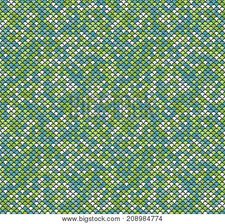 Seamless Pattern Made Of Overlay Hexagons In Shades Of Green, Blue And White