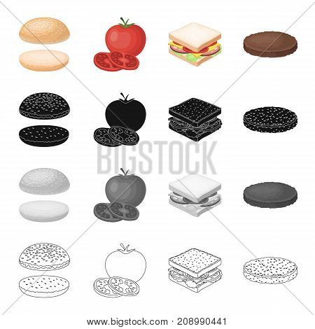 Cafe, burger, butty and other  icon in cartoon style.Bread, flour, products, icons in set collection