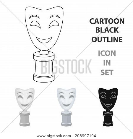 White mask MIME on the stand.The prize for best drama.Movie awards single icon in cartoon style vector symbol stock web illustration.