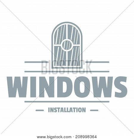 Window installiation logo. Gray monochrome illustration of window installiation vector logo for web