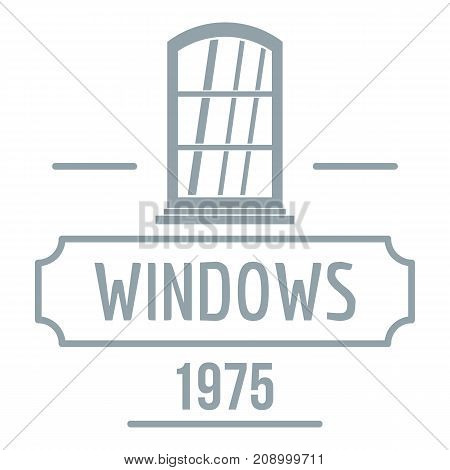 Inside window logo. Gray monochrome illustration of inside window vector logo for web