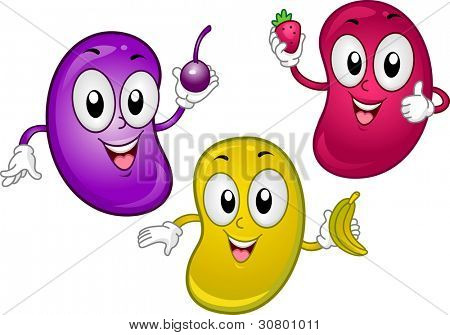 ภาพประกอบของ Mascots Jellybean เก็บผลไม้เล็ก ๆ