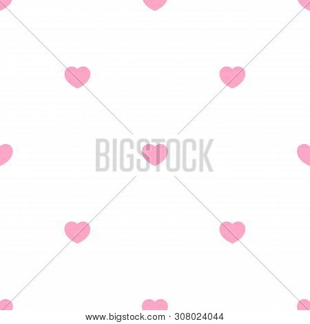 Cute Pink Hearts Romantic Seamless Patttern. Texture For Wallpapers, Fabric, Wrap, Web Page Backgrou