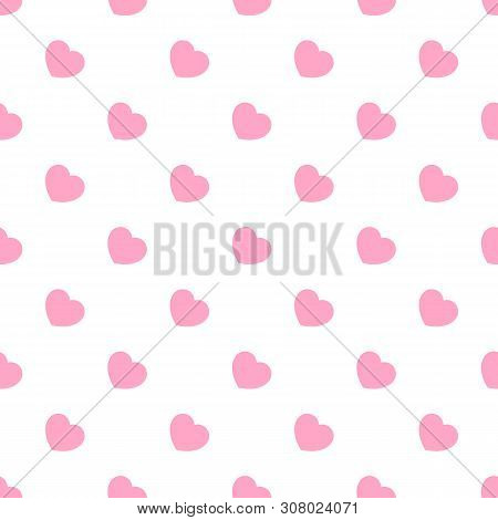 Cute Pink Hearts Romantic Seamless Patttern. Texture For Wallpapers, Fabric, Wrap, Web Page Backgrou