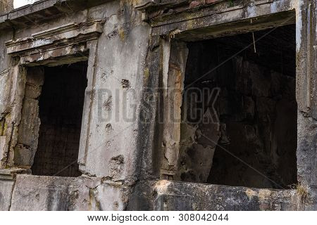 Old Destroyed Military Barracks Ruins From The World War Ii At Westerplatte In Gdansk, Poland.