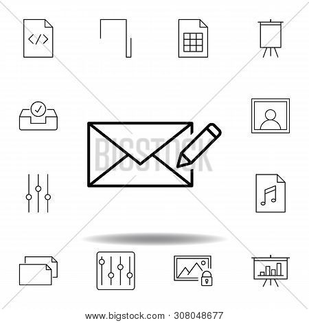Compose Edit Write Outline Icon. Detailed Set Of Unigrid Multimedia Illustrations Icons. Can Be Used