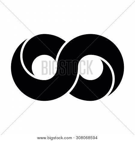 Black Infinity Symbol Icon. Concept Of Infinite, Limitless And Endless. Simple Flat Vector Design El