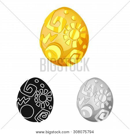 Vector Design Of Egg And Dragon Symbol. Set Of Egg And Easter Vector Icon For Stock.