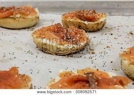 Smoked Salmon Lox And Cream Cheese On A Bagel