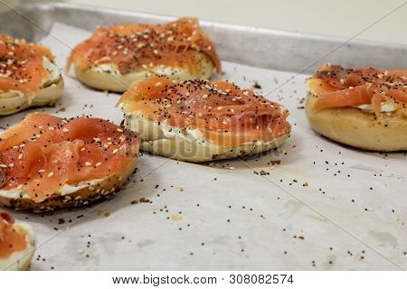 Smoked Salmon Lox And Cream Cheese On A Bagel