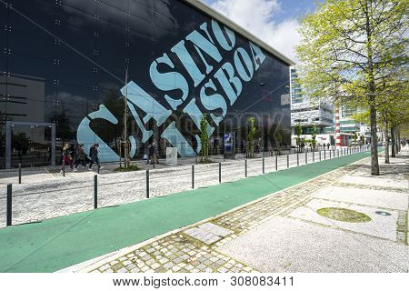 Lisbon, Portugal. April 2018. A View Of The Casino Of Lisbon In Alameda Dos Oceanos