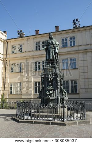 Prague, Czech Republic, May 2018.  The Statue Of Carl Iv