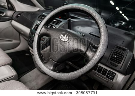 Novosibirsk, Russia - June 18, 2019:  Toyota Opa,close-up Of The Dashboard, Speedometer, Tachometer 