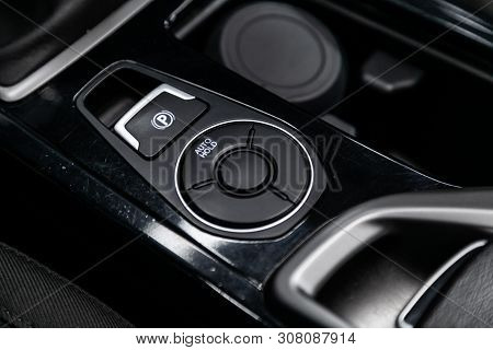 Novosibirsk, Russia - June 18, 2019: Hyundai I40,close Up  Parking , Auto, Lock  Button Switches Con