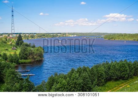 landscape with the image of the river Sheksna, Russia