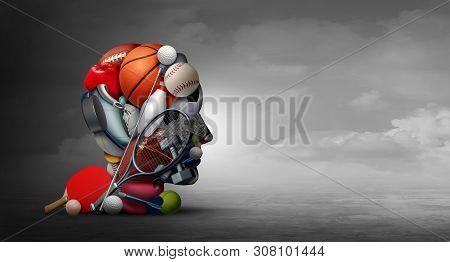 Benefits Of Sport And Active Exercise Lifestyle As A Group Of Sports Equipment Shaped As A Human Hea