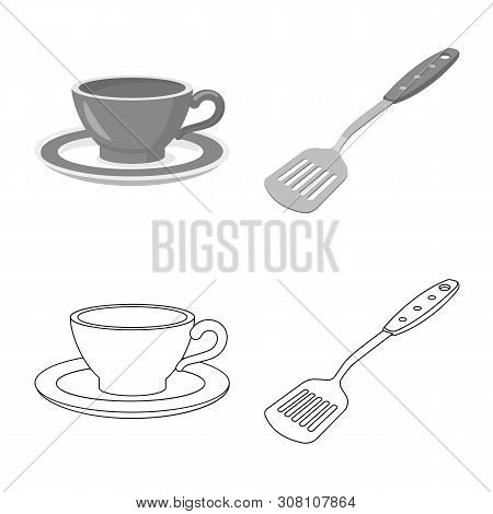 Vector Design Of Kitchen And Cook Logo. Collection Of Kitchen And Appliance Vector Icon For Stock.
