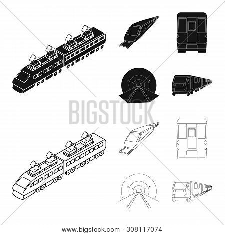 Vector Illustration Of Railroad And Train Icon. Set Of Railroad And Way Vector Icon For Stock.