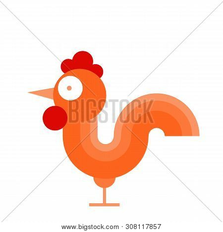 Red Rooster - A Symbol Of The New 2029 According To The Chinese Calendar.  Illustration Of Cute Roos