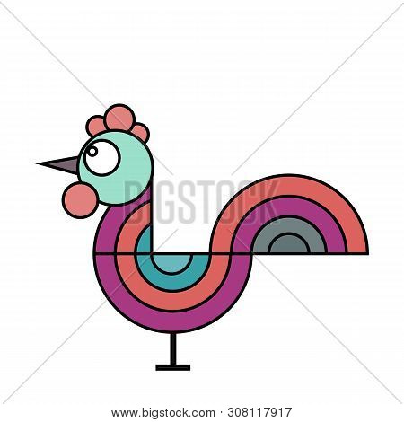 Rooster - A Symbol Of The New 2029 According To The Chinese Calendar. Vector Illustration Of Cute Ro