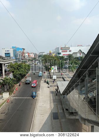 Jakarta, Indonesia - June 17. 2019: Window View From The Hall Of Velodrome Lrt Station.