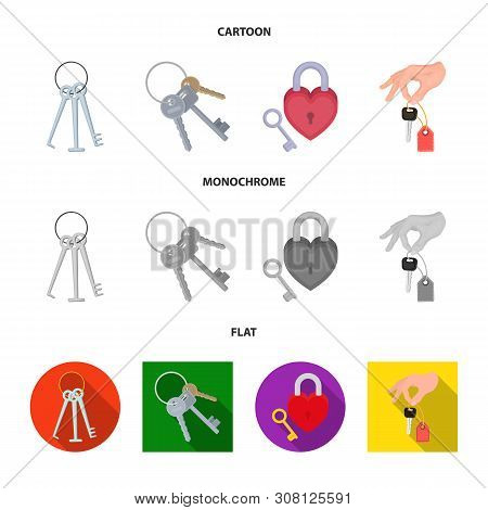 Vector Illustration Of Key And Protection Symbol. Set Of Key And Security Stock Vector Illustration.