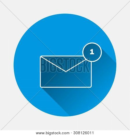 Vector Image - Message Has Come. Icon One Message, E-mail, Sms Vector On Blue Background. Flat Image