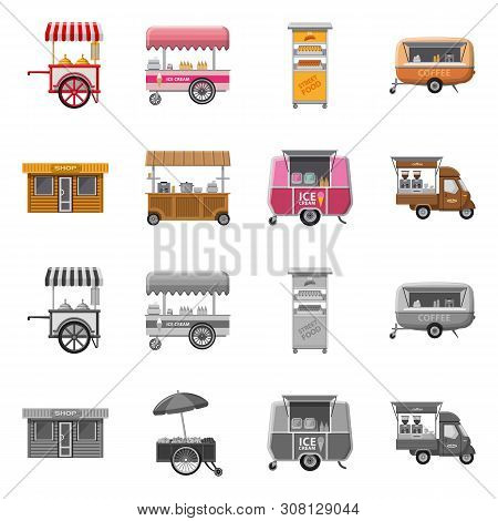 Vector Illustration Of Market And Exterior Icon. Set Of Market And Food Stock Symbol For Web.