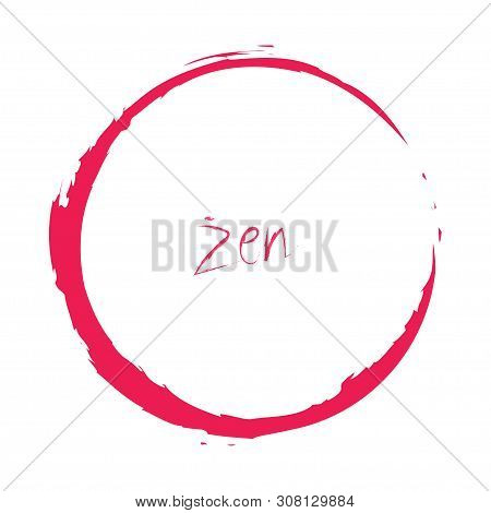Red And White Zen Enso Symbol. Original Vector Design. Painting Enso Zen Circle. Chinese Style Illus