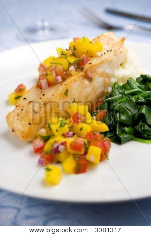 Robalo com cogumelos Shiitake