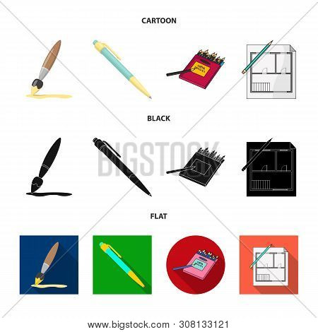 Vector Design Of Pencil And Sharpen Logo. Set Of Pencil And Color Vector Icon For Stock.