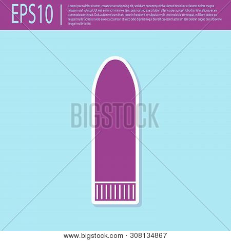 Retro Purple Dildo Vibrator For Sex Games Icon Isolated On Turquoise Background. Sex Toy For Adult. 