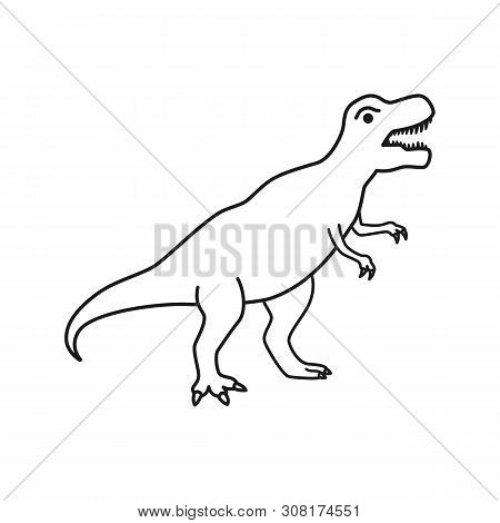 Dinosaur T-rex Vector Silhouette. Tyrannosaurus Black Contour Silhouette Isolated