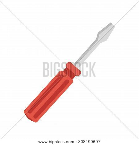 Red Screwdriver Icon Isolated On White Background. Vector Stock.