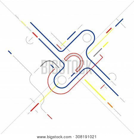 Digital Geometric Engineering Elements Abstract Vector Background