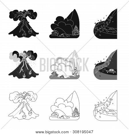 Vector Illustration Of Weather And Distress Symbol. Set Of Weather And Crash Vector Icon For Stock.