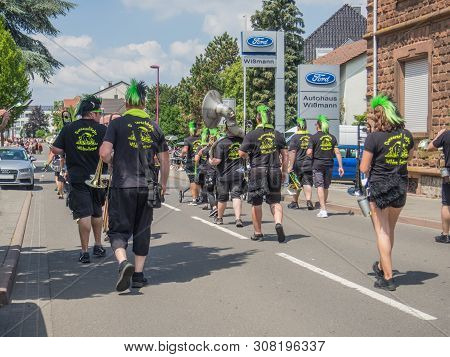 Kirchheimbolanden, Rheinland-pfalz, Germany-06 23 2019: Holiday Parade On Streets Of German Town Dur