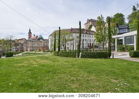 View Of The Old Famous Spa Salon In Baden-baden, Baden Wuerttemberg , Germany. Beautiful Historic Bu