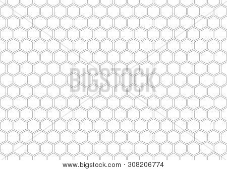 Hexagon Seamless Pattern. Black Honeycomb On White Background. Golf Texture.
