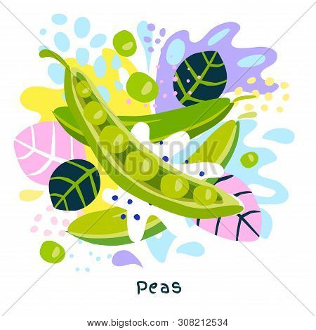 Fresh Green Peas Vegetable Juice Splash Organic Food Juicy Vegetables Splatter On Abstract Coloful S