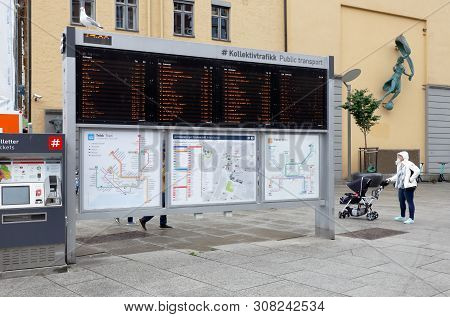 Oslo, Norway - June 20, 2019: Large Inforamation Board For The Oslo Public Transport Company Ruter A