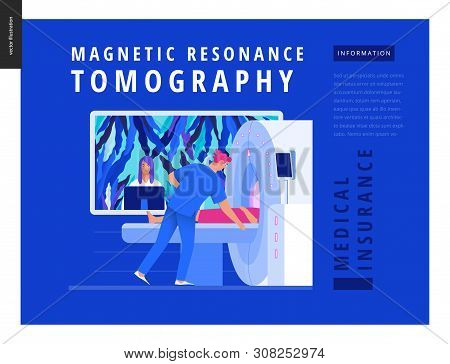 Medical Tests Blue Template - Mrt - Magnetic Resonance Tomography - Modern Flat Vector Concept Digit