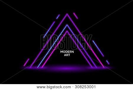 Neon Gradient Triangle Elements Background, Banner For Presentation, Landing Page, Web Site.